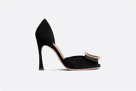 Dior Idylle Pump Black Suede Covered with Strass and Grosgrain.